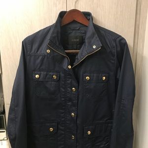 Jcrew navy resin coated twill jacket